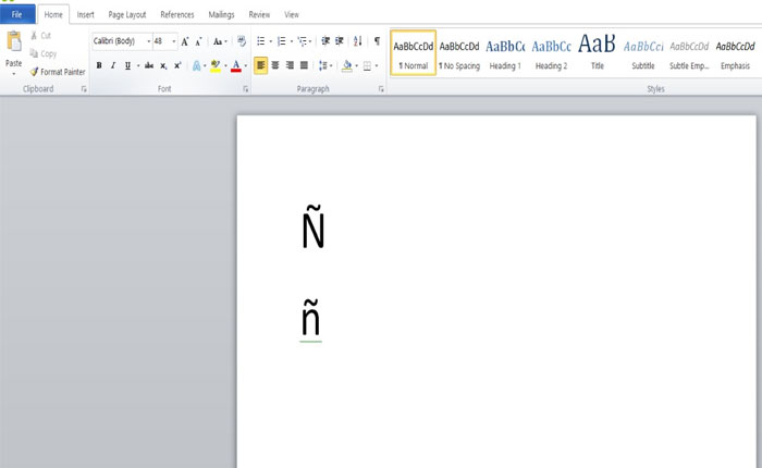 Type Enye Microsoft Word